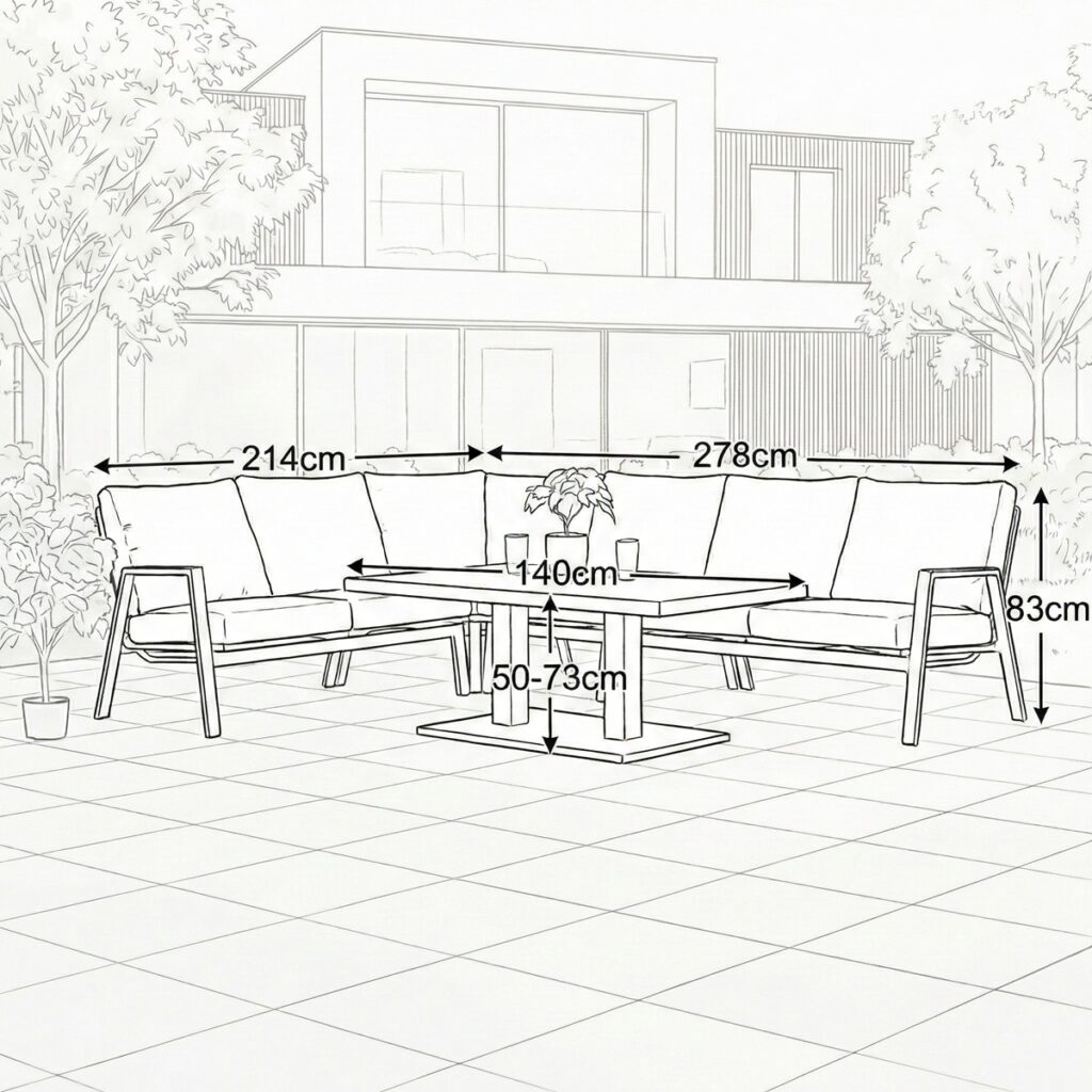 Nova Zara Corner Garden Sofa Set with Rising Table, Lounge Chair & Bench 5056380682621 2